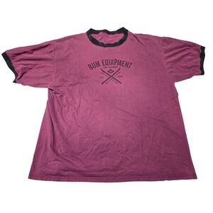 BUM Equipment Vintage Ringer Tee Maroon Mens XL Graphic T-Shirt Ski School